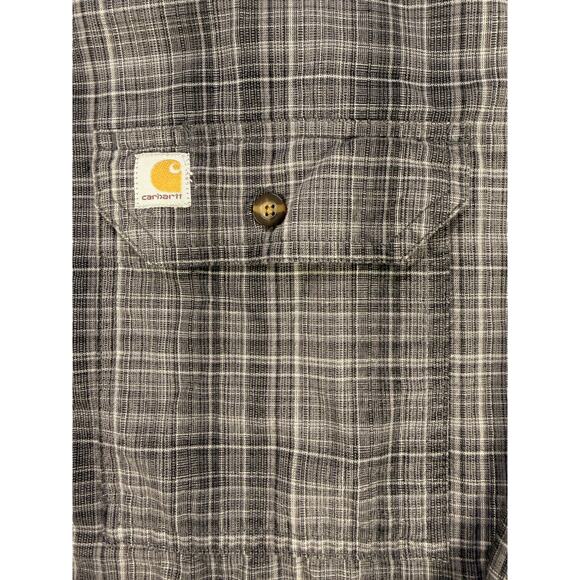 Carhartt Flannel Shirt Rugged Flex Relaxed Fit Workwear Mens 3XL Gray Plaid - Picture 2 of 7